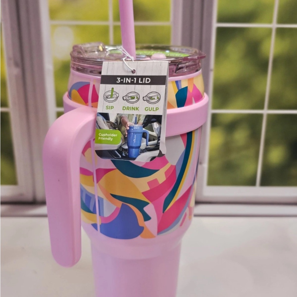 Colorful Insulated Tumbler with Handle - Picture 4 of 5